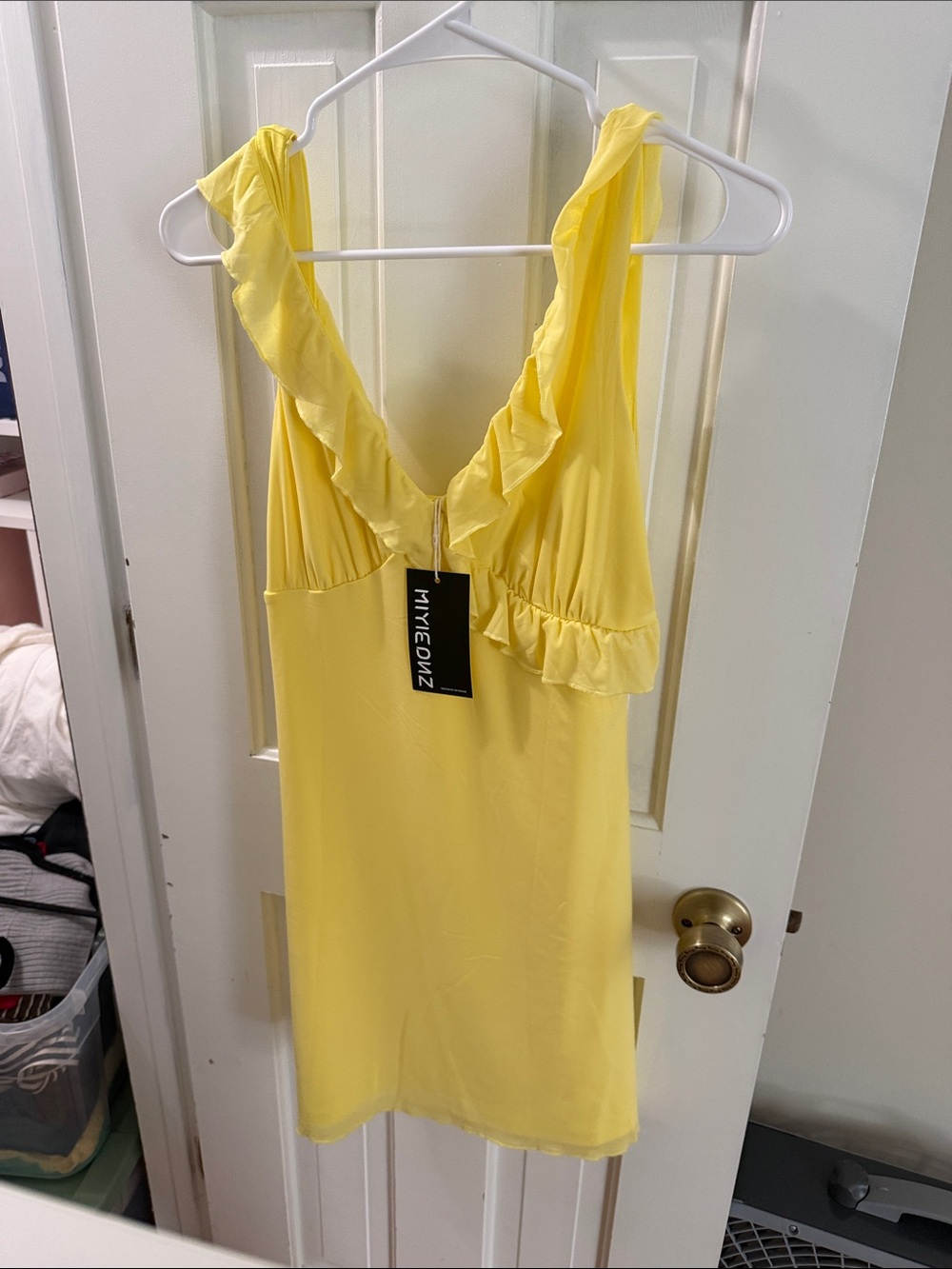 Myne Yellow Ruffle V-Neck Chemise